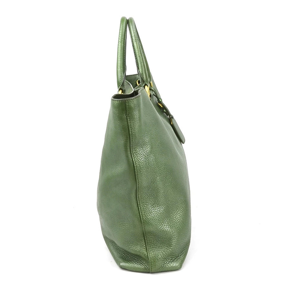 Prada leather gold Bag metallic Shoulder 2way Green Brown Khaki Green Brown